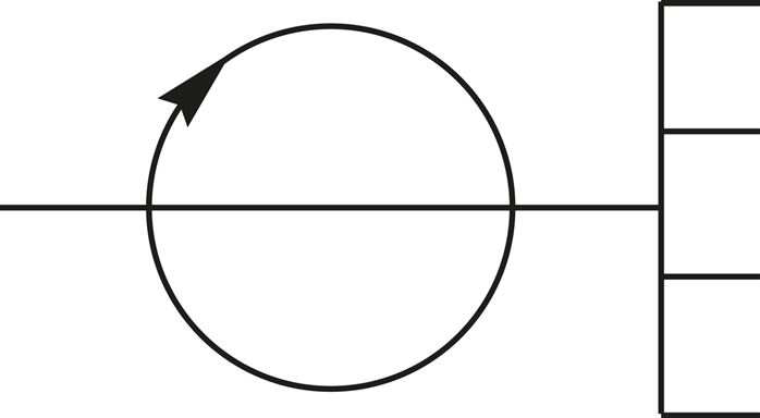 Symbol przelaczania: Rozdzielacz obrotowy, 4-krotny