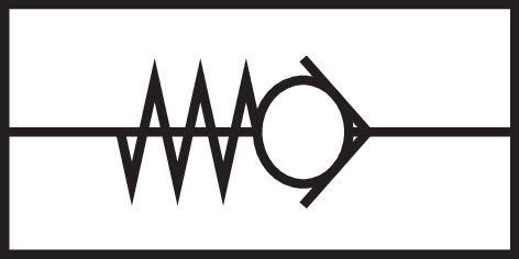 Symbol przelaczania: Zawór zwrotny